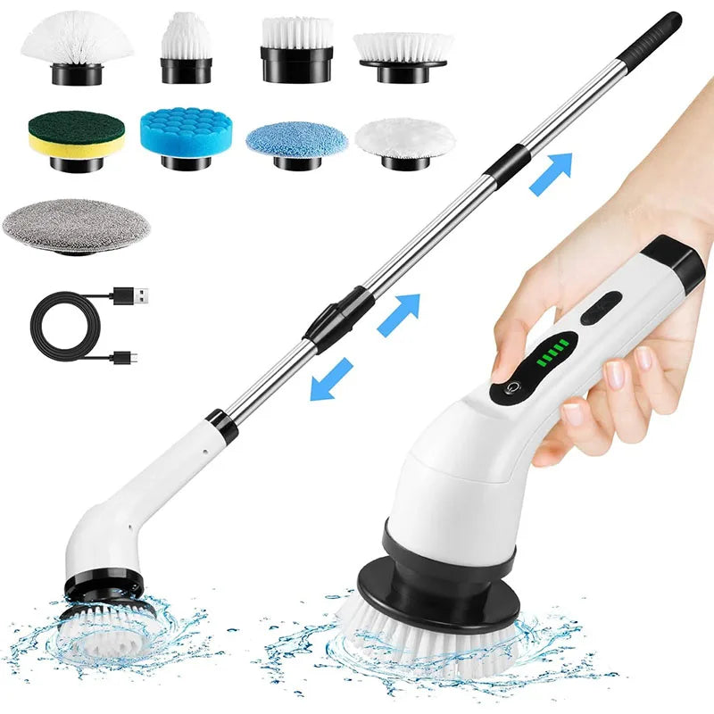ScrubPro | Elektrische schoonmaakborstel | Draadloze Elektrische Schoonmaakborstel – Multifunctionele Spin Scrubber voor Keuken Badkamer Toilet, Oplaadbare Reinigingsborstel
