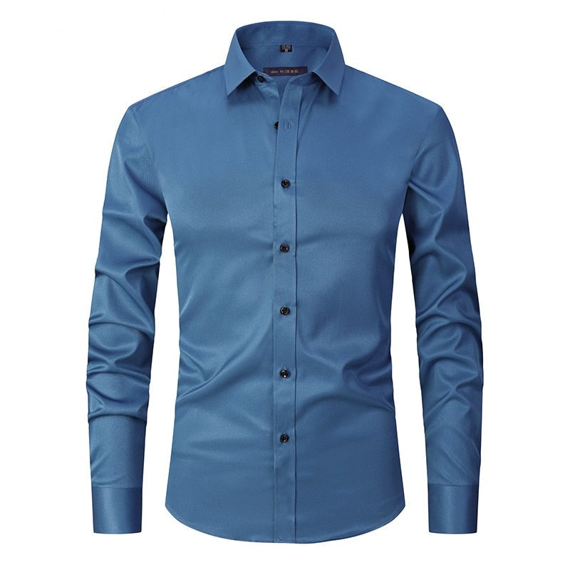 Ashford Heren Overhemd Slim Fit Anti-Kreuk - Strijkvrij Dress Shirt van Katoen, Bamboevezel en Stretch - Licht en Ademend, in 10 Kleuren