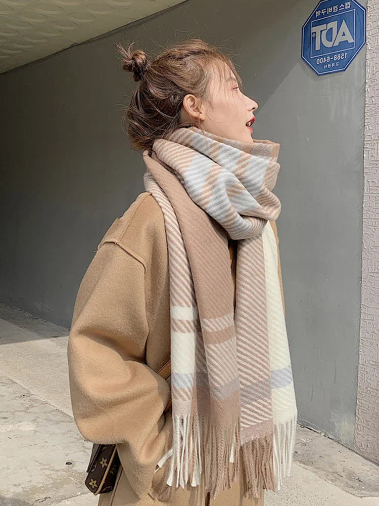 Chique Winter Sjaal - Vintage Ruitpatroon voor Dames