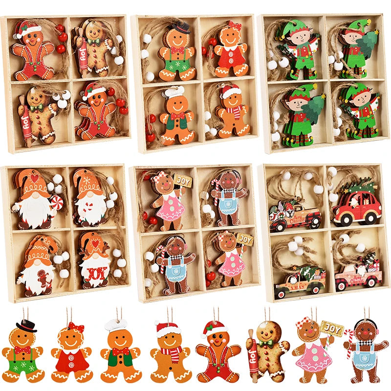 Houten Gemberkoekjes Ornamenten - Klassiek Ontwerp voor Boomdecoratie en Geschenken