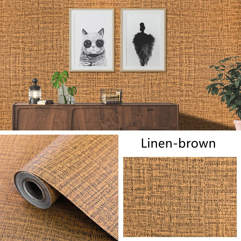 Zelfklevend Behang Met Linnen Patroon - Waterdichte Muurstickers Voor Woonkamer, Slaapkamer en Interieur