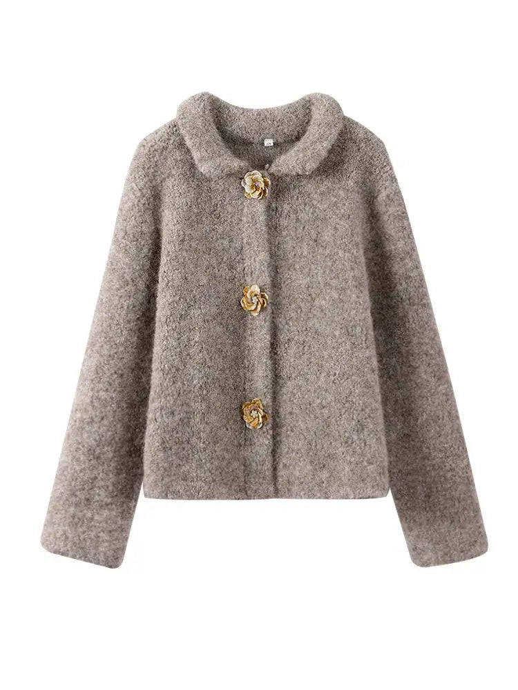 Elegant Gebreide Gilet met Opvallende Bloemenknopen!