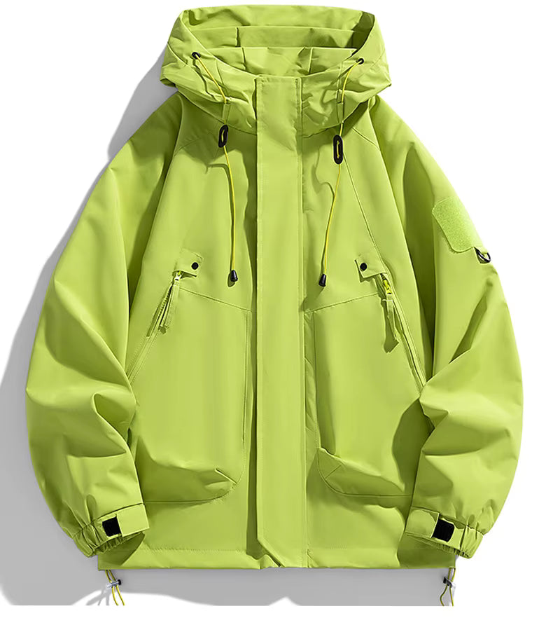 Visconte Heren Windbreaker – Waterdichte Cargo Hooded Jacket, Zwarte Outdoor Bomber, Lichtgewicht Softshell voor Hiking