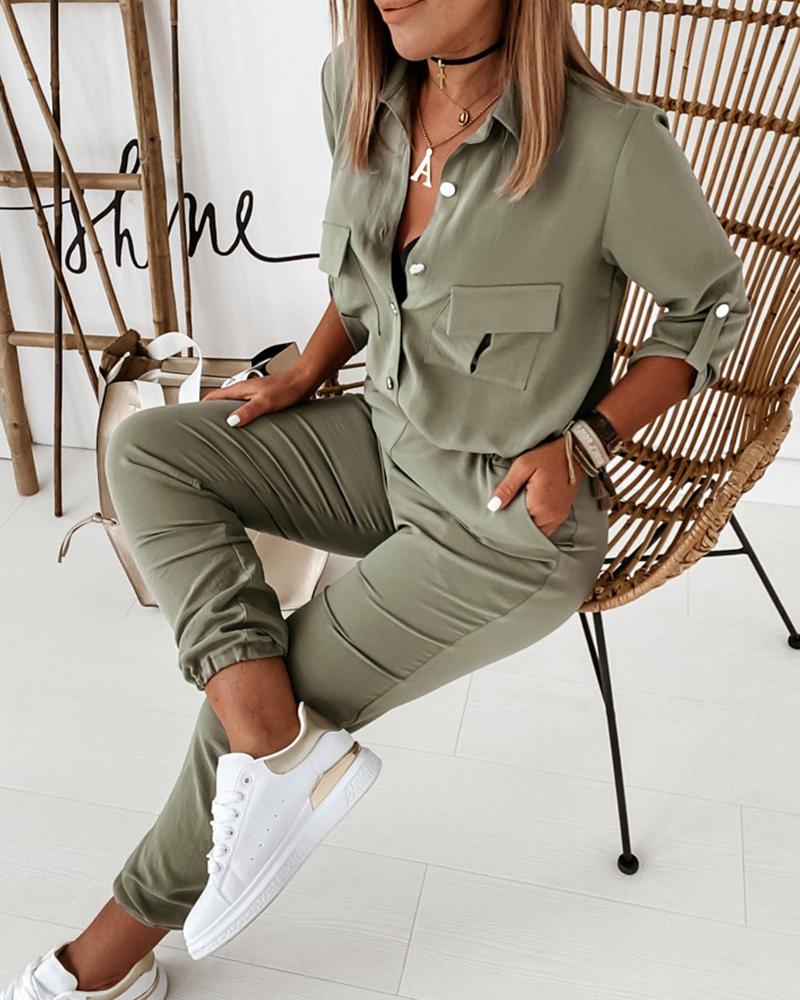 Yvette | Jumpsuit Met Lange Mouwen En Elastische Taille