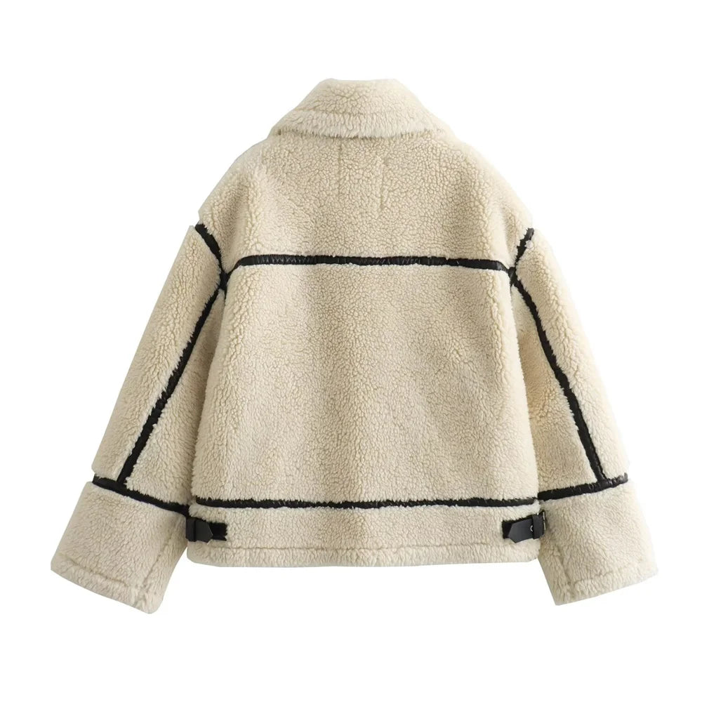 Visconte | Dames Winterjas | Teddy Bikerlook, warme voering, modieuze herfst/winter jas