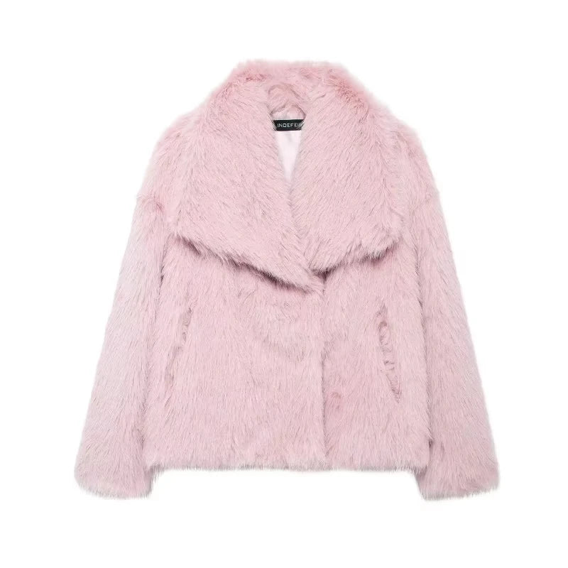 Visconte | Dames Wintermantel | Fluffy kunstbont jas, reverskraag, losse pasvorm, warme winterjas