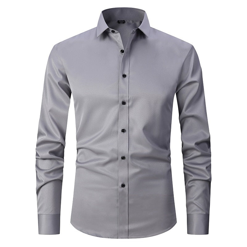 Ashford Heren Overhemd Slim Fit Anti-Kreuk - Strijkvrij Dress Shirt van Katoen, Bamboevezel en Stretch - Licht en Ademend, in 10 Kleuren