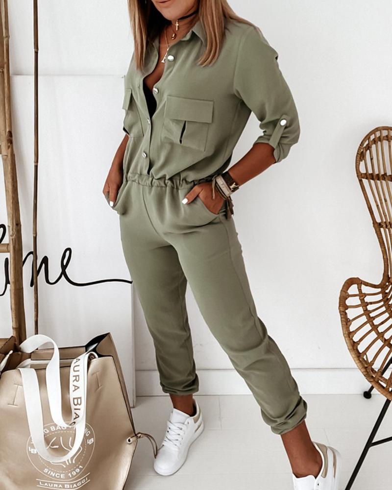 Yvette | Jumpsuit Met Lange Mouwen En Elastische Taille