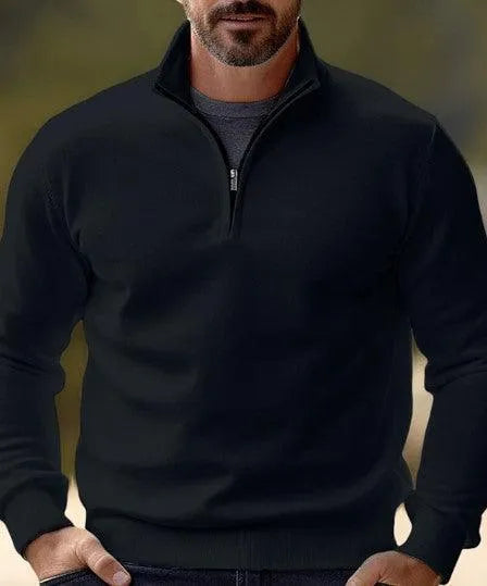 Divano - Comfortabele trui met kwart rits voor heren - Visconte