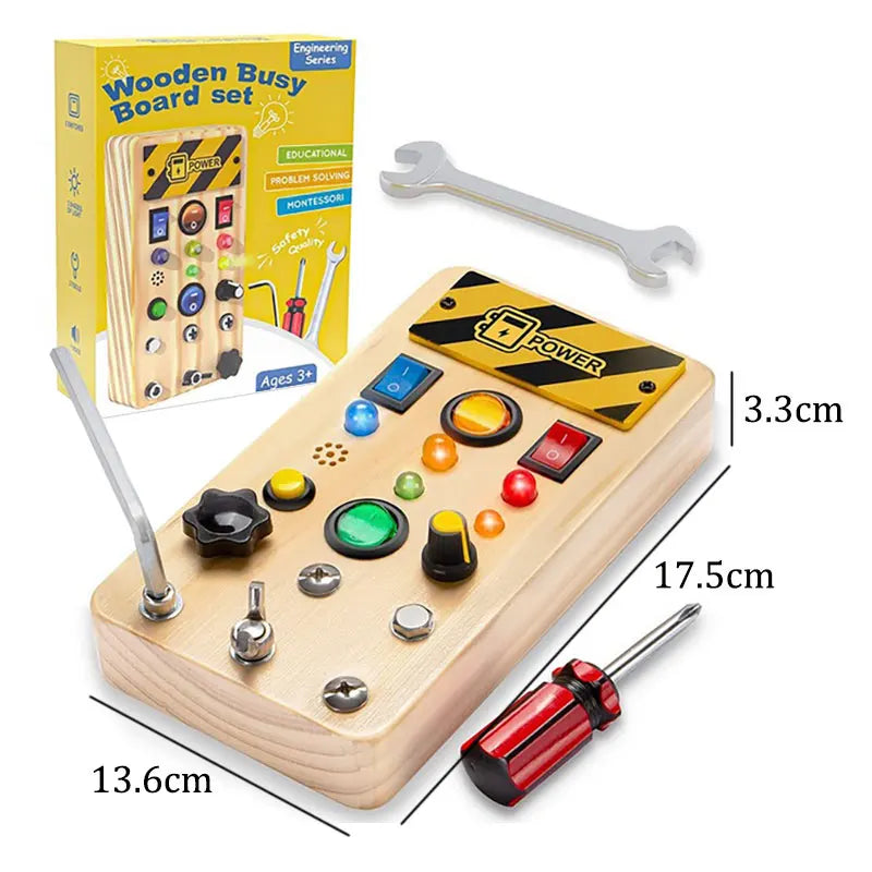 Montessori Houten Activiteitenbord - Educatief Speelbord met LED Verlichting voor Kinderen van 2-4 Jaar