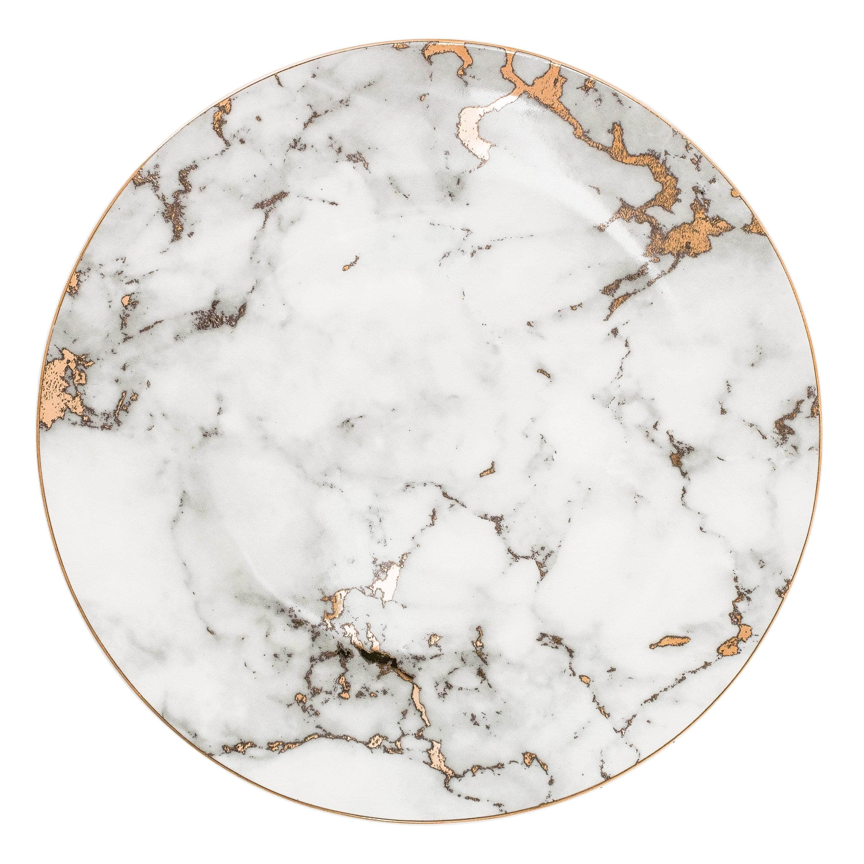 Michaelangelo | Luxe Marmeren Porseleinen Borden met Gouden Rand – Dessert-, Steak- & Dinerborden