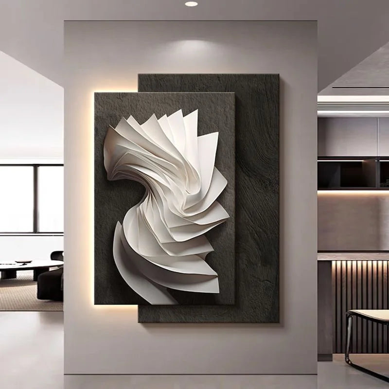 Dynamische Sculptuur | Wanddecoratie | Gelaagde Abstracte Kunst