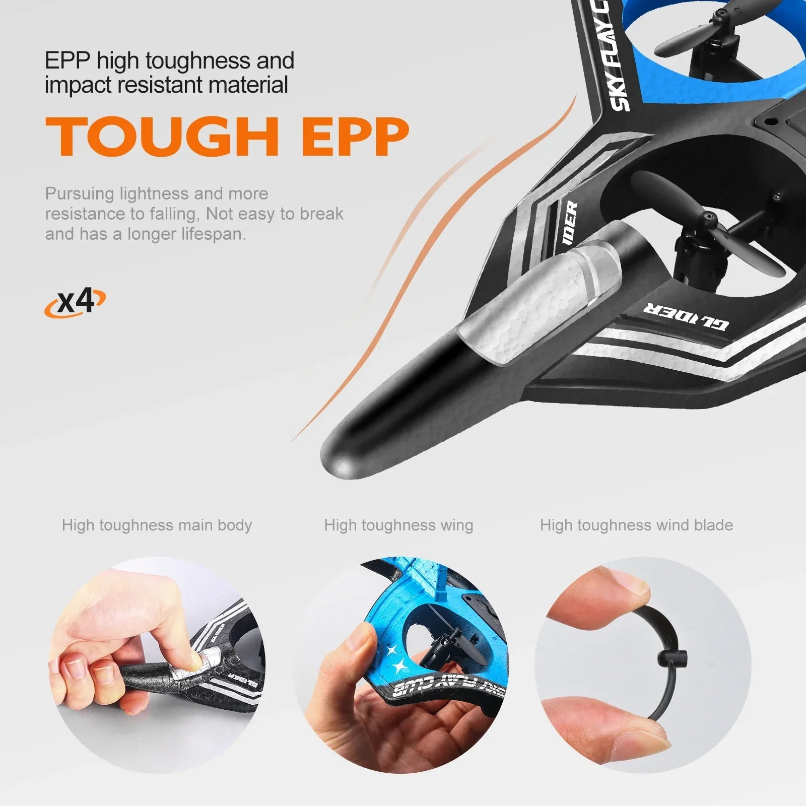 2.4G L0712 RC Vliegtuig – Foam Glider met Licht & Gyroscopische Besturing, Speelgoedvliegtuig voor Jongens