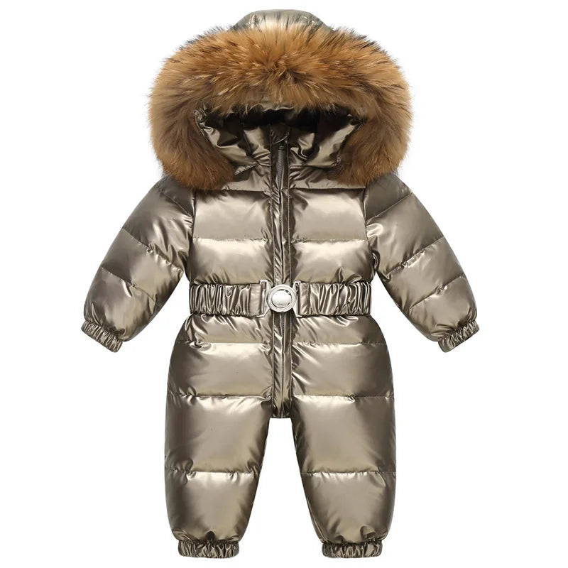 Winter Overall Niko | Waterproof snow suit with faux fur hood and belt for children