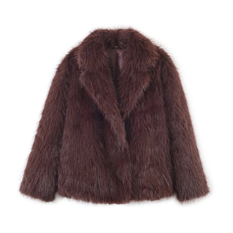 Visconte | Dames Wintermantel | Fluffy kunstbont jas, reverskraag, losse pasvorm, warme winterjas