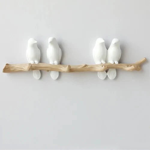 Ligne d’Entrée | Stijlvolle Kapstok Muur van Hoogwaardig Hout met Uniek Vogelontwerp – Duurzaam en Functioneel voor Jassen en Tassen