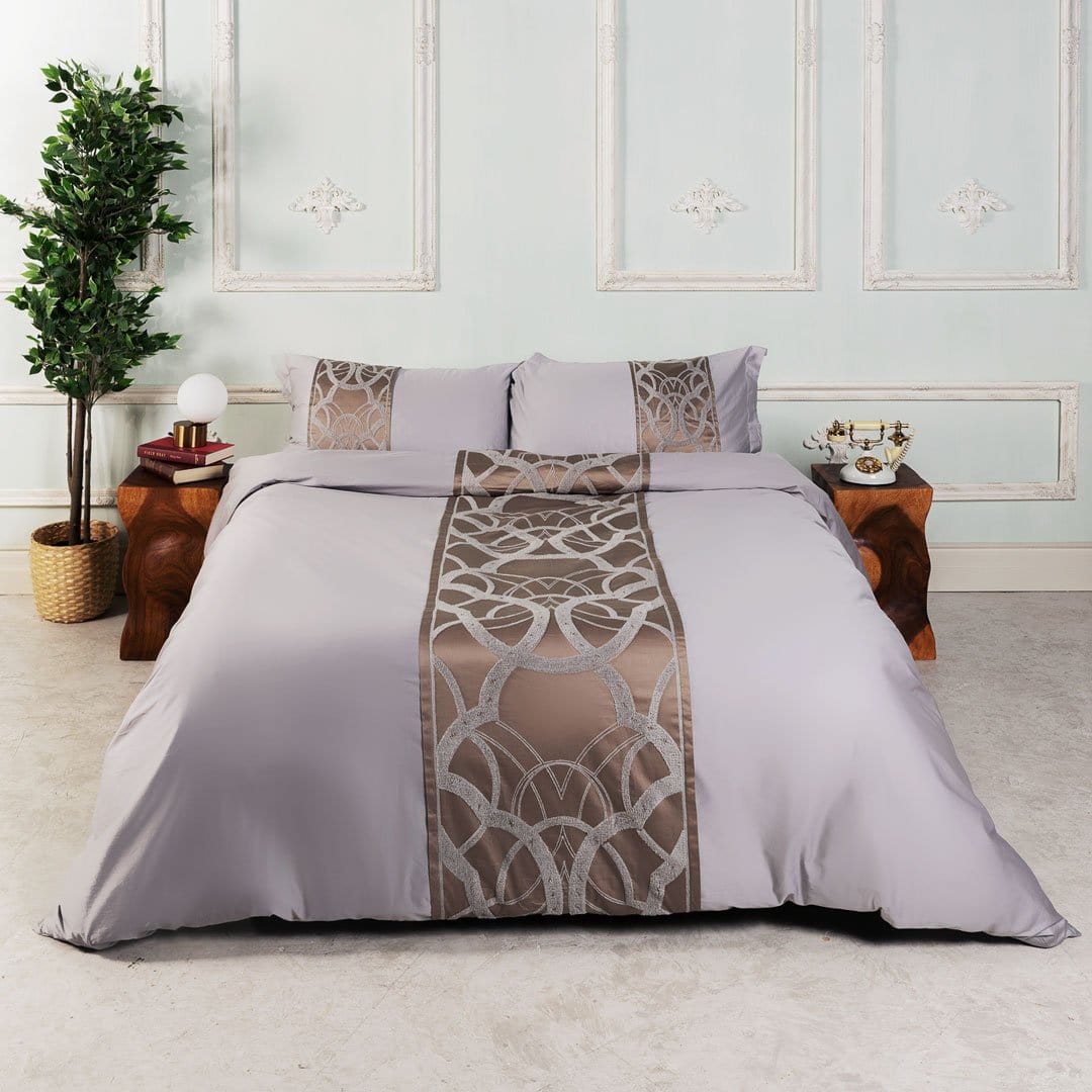 Chain of Luxury Grey Duvet Cover Set - Egyptian Cotton | Modern Grey Design - Soft, breathable and perfect for any bedroom