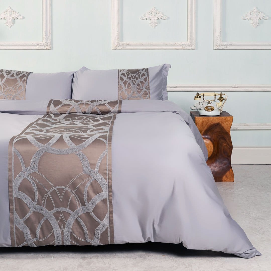 Chain of Luxury Grey Duvet Cover Set - Egyptian Cotton | Modern Grey Design - Soft, breathable and perfect for any bedroom