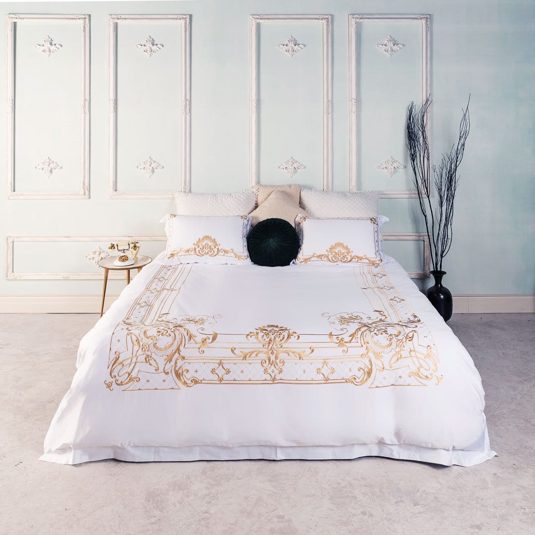 Ivy Gold Forest White and Gold Duvet Cover Set - Egyptian Cotton | Elegant White and Gold - Soft and stylish for every season