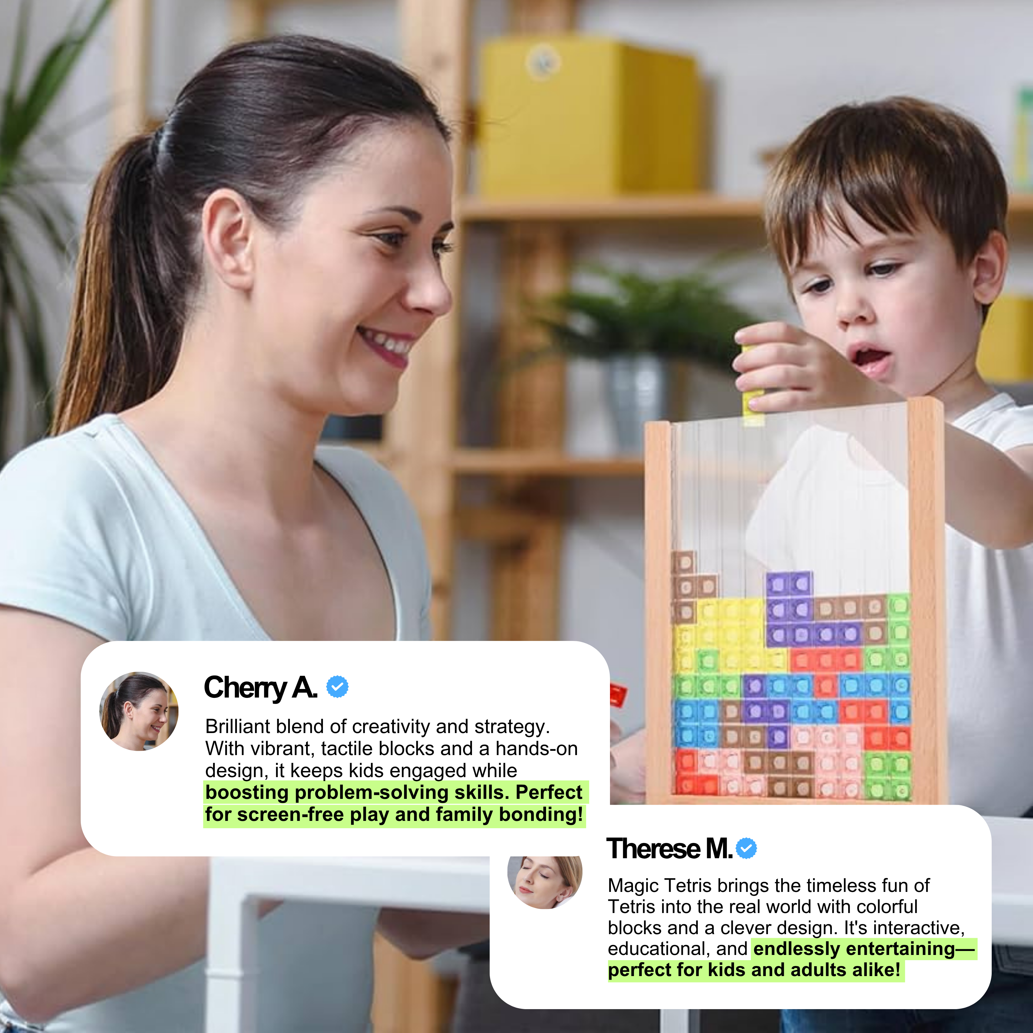 Ecoblock Tetris Board – Wooden Puzzle Game for Kids and Adults – Sustainable Brain Training Fun