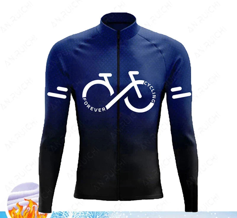Cyclovent Thermische Wielertrui Set Heren - Winddichte Winterfietskleding met 5D Zeem en 3 Achterzakken - Warm Fietsshirt met Lange Mouwen