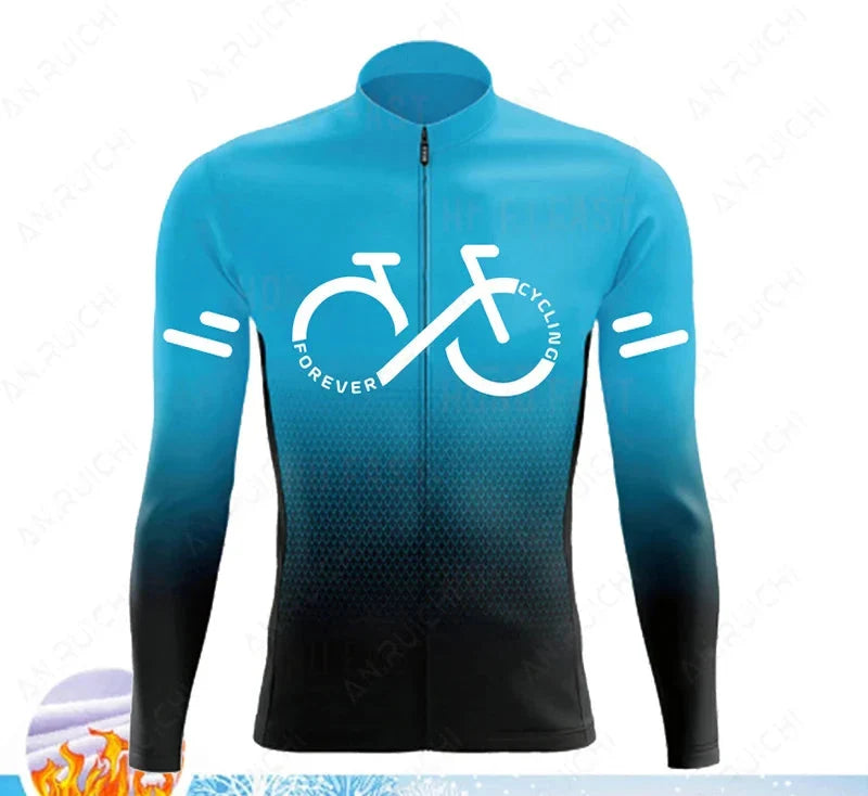 Cyclovent Thermische Wielertrui Set Heren - Winddichte Winterfietskleding met 5D Zeem en 3 Achterzakken - Warm Fietsshirt met Lange Mouwen