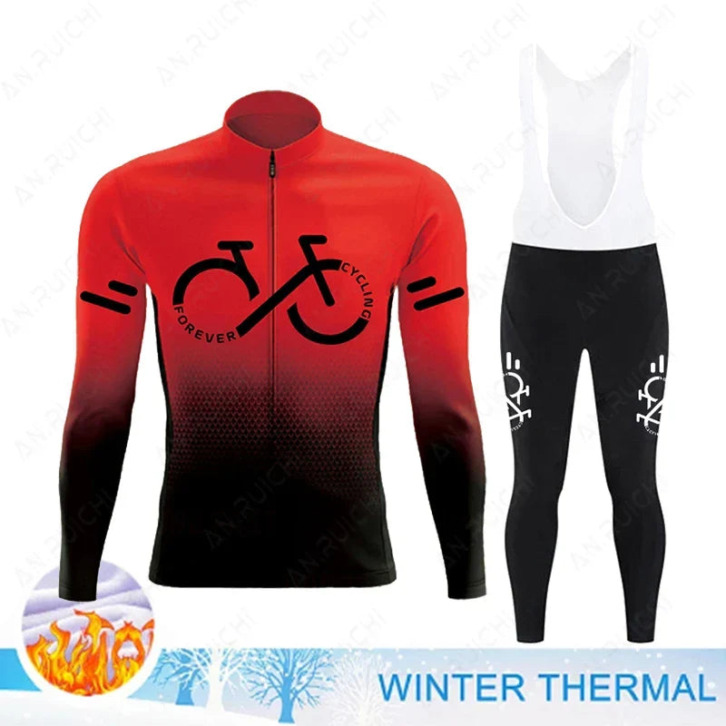 Cyclovent Thermische Wielertrui Set Heren - Winddichte Winterfietskleding met 5D Zeem en 3 Achterzakken - Warm Fietsshirt met Lange Mouwen