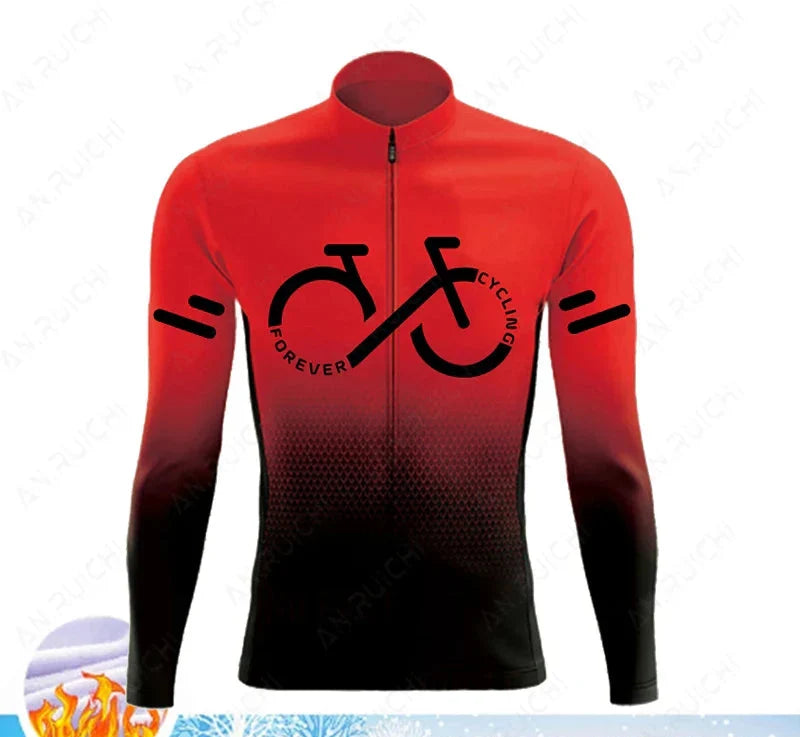 Cyclovent Thermische Wielertrui Set Heren - Winddichte Winterfietskleding met 5D Zeem en 3 Achterzakken - Warm Fietsshirt met Lange Mouwen
