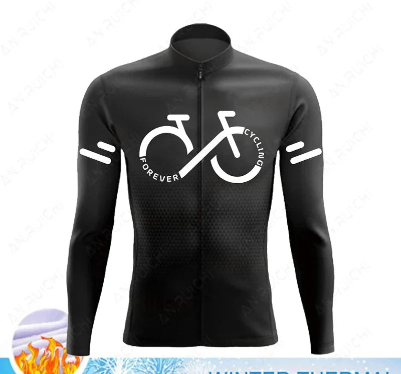 Cyclovent Thermische Wielertrui Set Heren - Winddichte Winterfietskleding met 5D Zeem en 3 Achterzakken - Warm Fietsshirt met Lange Mouwen
