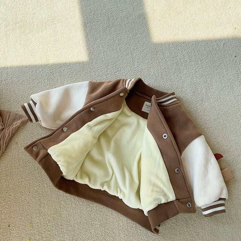 Mini Style | Peuter Fluweelrib Baseball Winterjas