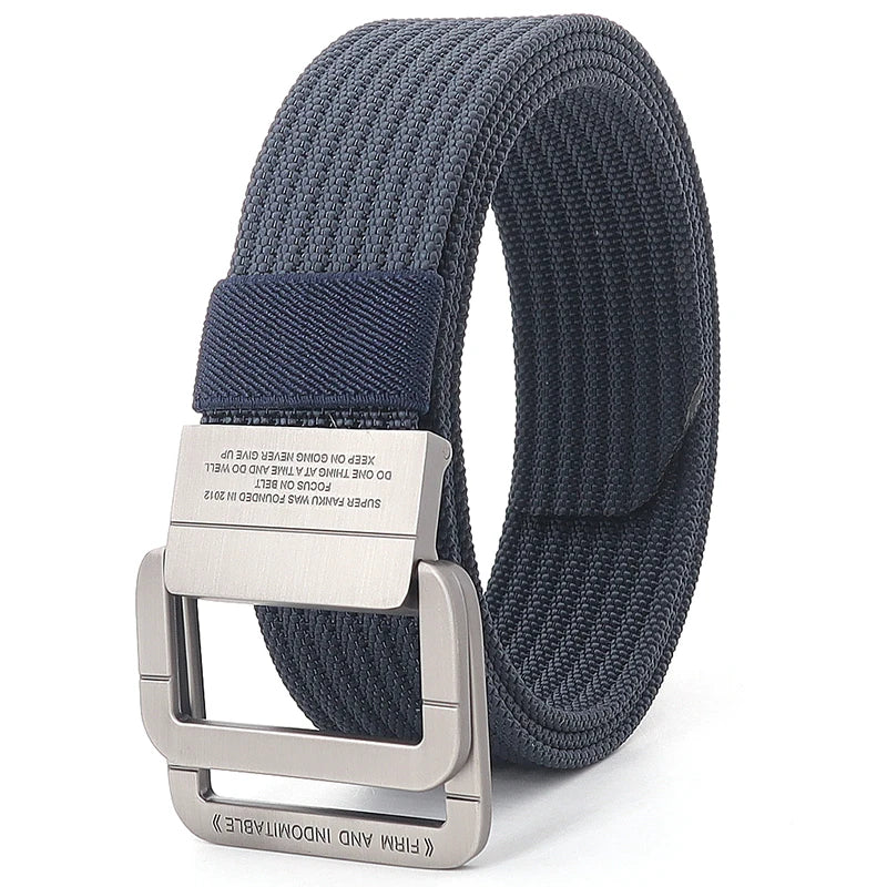 Unisex Canvas Riem met Metalen Dubbele Ring Gesp en Verstelbare Lengte