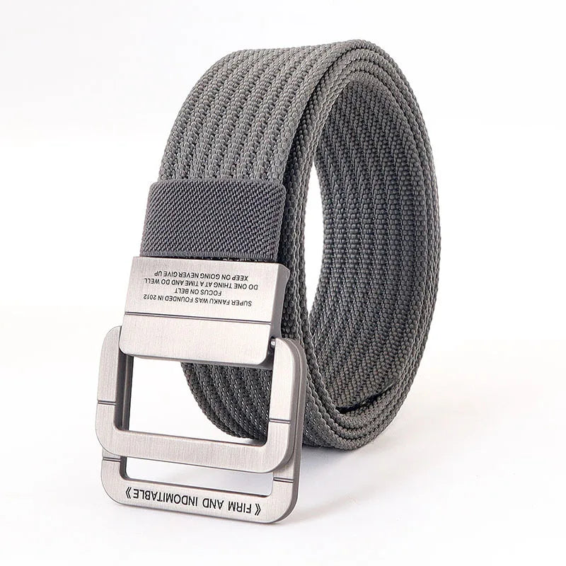 Unisex Canvas Riem met Metalen Dubbele Ring Gesp en Verstelbare Lengte