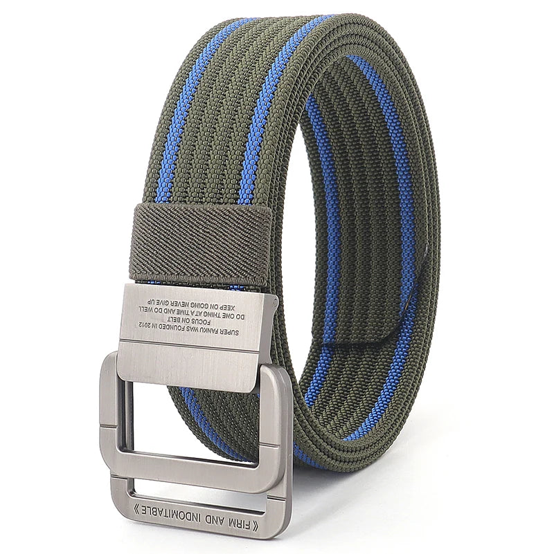 Unisex Canvas Riem met Metalen Dubbele Ring Gesp en Verstelbare Lengte