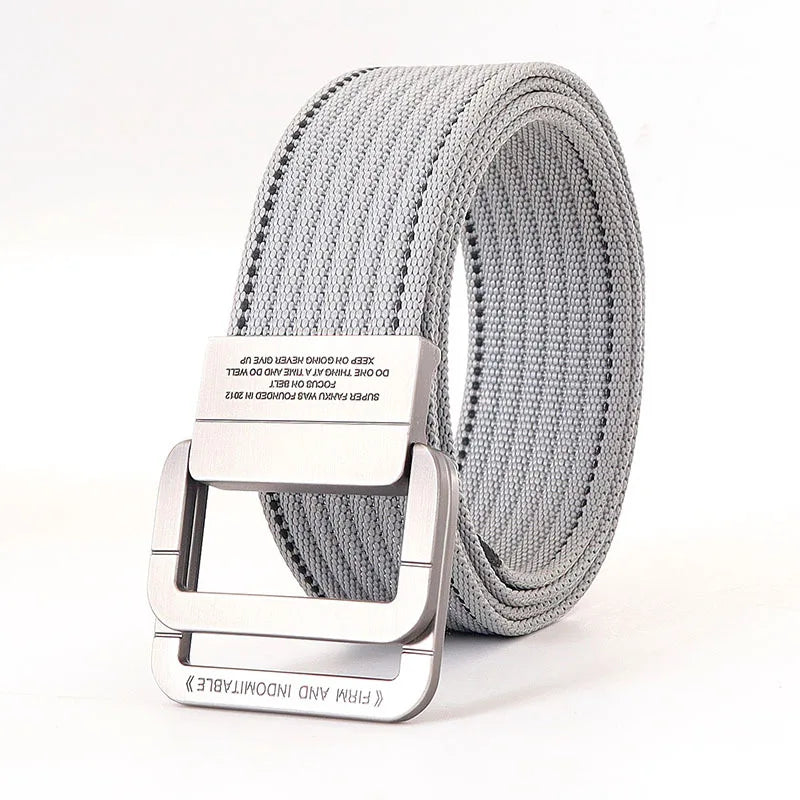 Unisex Canvas Riem met Metalen Dubbele Ring Gesp en Verstelbare Lengte