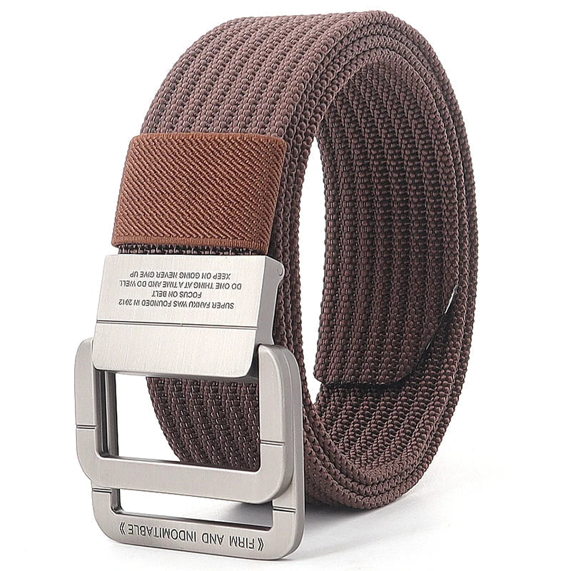 Unisex Canvas Riem met Metalen Dubbele Ring Gesp en Verstelbare Lengte