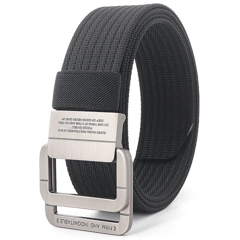 Unisex Canvas Riem met Metalen Dubbele Ring Gesp en Verstelbare Lengte