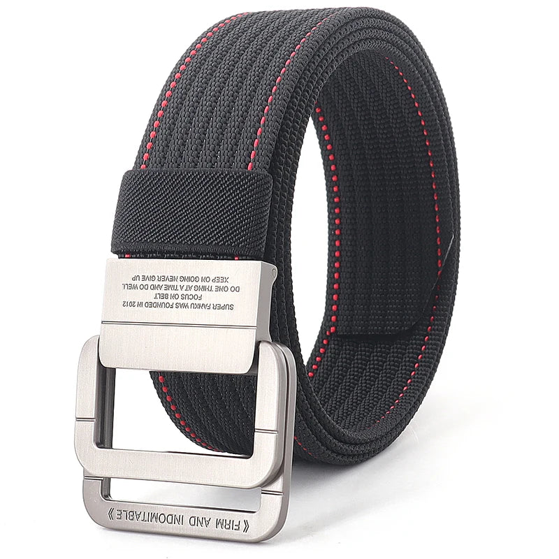 Unisex Canvas Riem met Metalen Dubbele Ring Gesp en Verstelbare Lengte