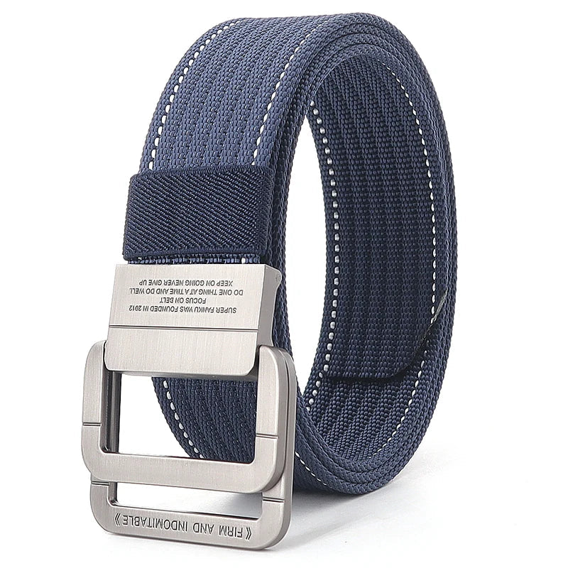 Unisex Canvas Riem met Metalen Dubbele Ring Gesp en Verstelbare Lengte