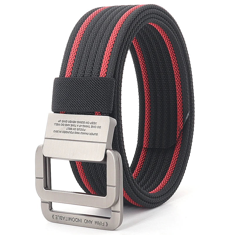 Unisex Canvas Riem met Metalen Dubbele Ring Gesp en Verstelbare Lengte