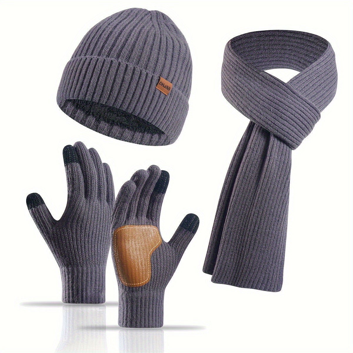 Unisex Winterset met Gebreide Muts, Sjaal en Handschoenen – Warm en Comfortabel voor Buitenactiviteiten