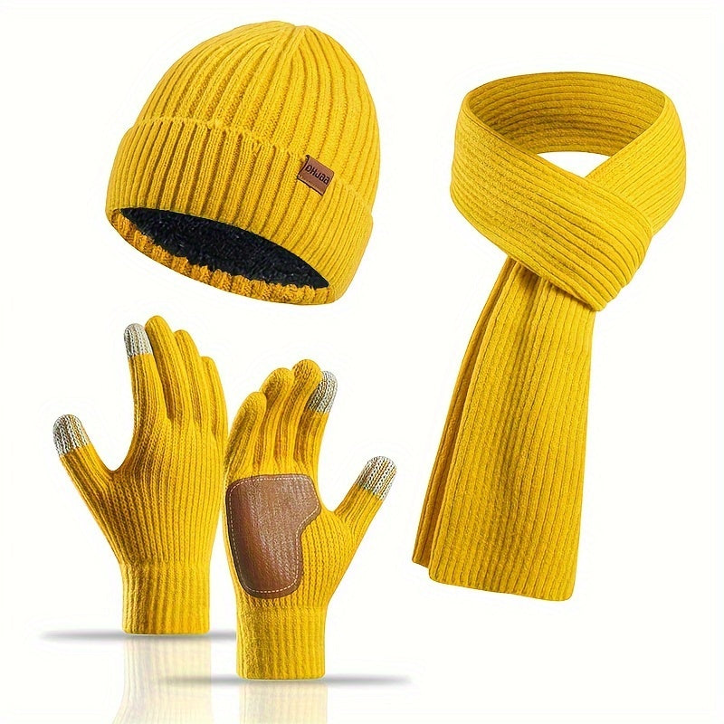 Unisex Winterset met Gebreide Muts, Sjaal en Handschoenen – Warm en Comfortabel voor Buitenactiviteiten