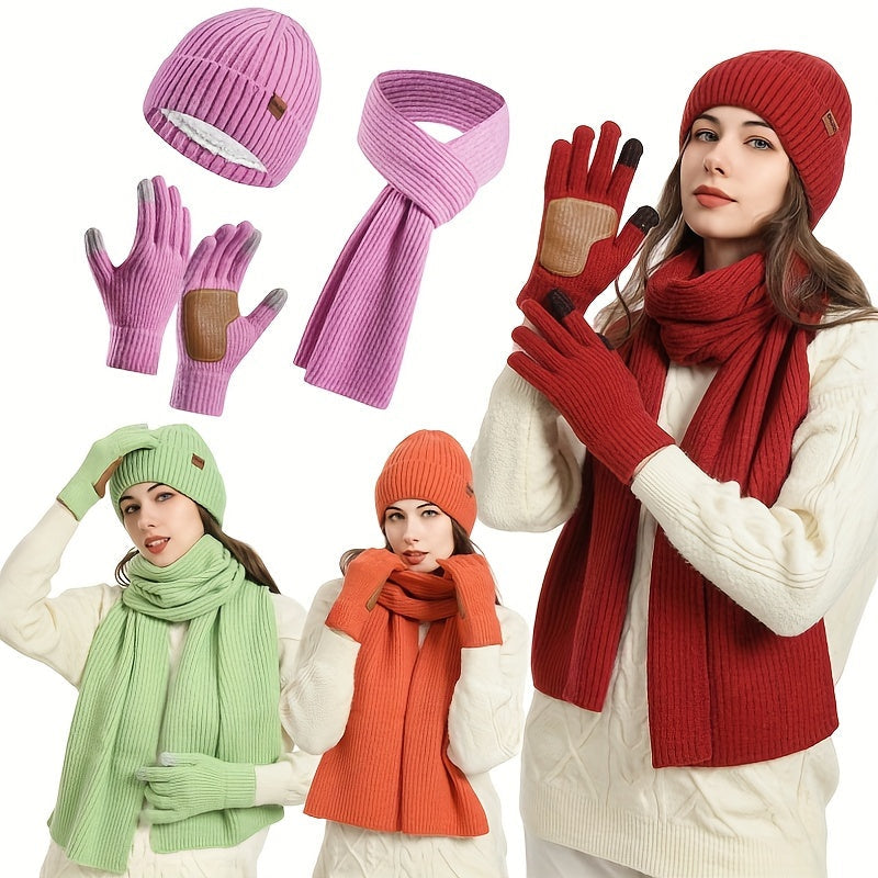 Unisex Winterset met Gebreide Muts, Sjaal en Handschoenen – Warm en Comfortabel voor Buitenactiviteiten