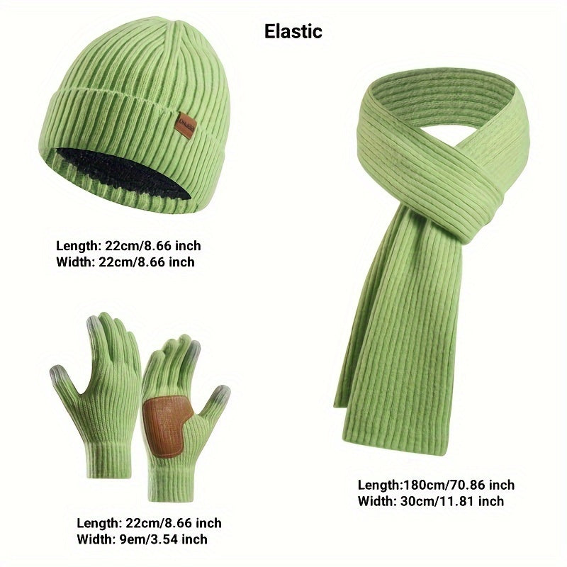 Unisex Winterset met Gebreide Muts, Sjaal en Handschoenen – Warm en Comfortabel voor Buitenactiviteiten