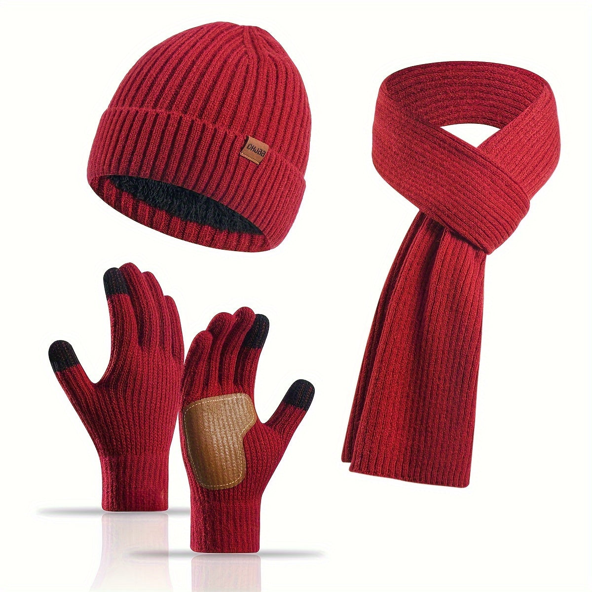 Unisex Winterset met Gebreide Muts, Sjaal en Handschoenen – Warm en Comfortabel voor Buitenactiviteiten