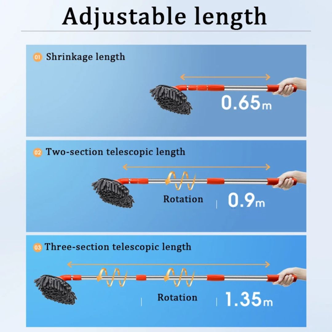 Uittrekbare Autoborstel | Verstelbaar & Telescopisch | Multifunctioneel voor Auto's & Huishouden