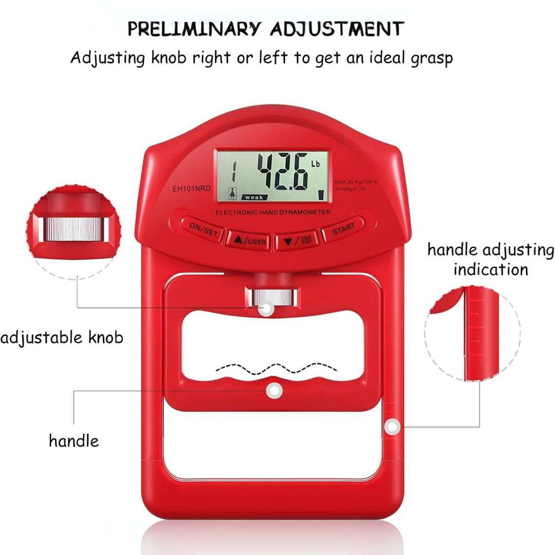 Gripmaster Digital Hand Dynamometer – Precise Grip Strength Meter up to 90kg – Compact, Portable Grip Tester for Fitness, Therapy & Rehabilitation