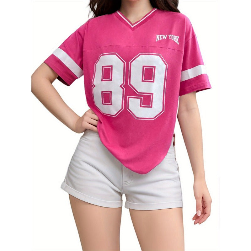 Sophie | Dames varsity shirt met V-hals