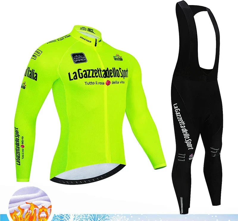 Cyclovent Thermische Fietsset Heren Winter - Lange Wielertrui en Fietsbroek met Zeem - Warme Ademende Wieleroutfit voor Herfst en Winter