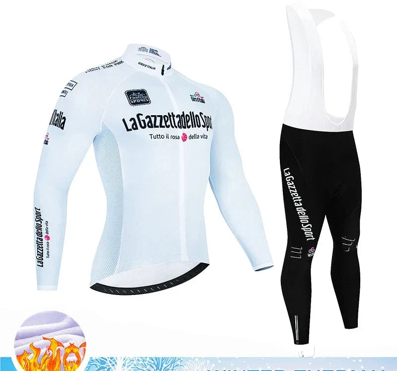 Cyclovent Thermische Fietsset Heren Winter - Lange Wielertrui en Fietsbroek met Zeem - Warme Ademende Wieleroutfit voor Herfst en Winter