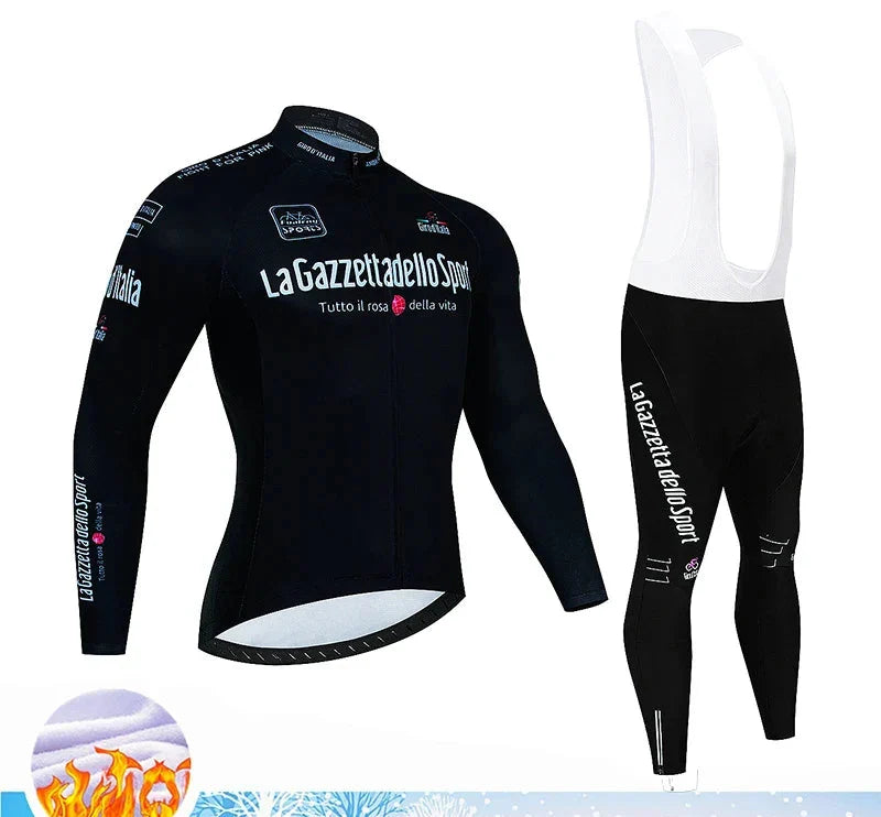 Cyclovent Thermische Fietsset Heren Winter - Lange Wielertrui en Fietsbroek met Zeem - Warme Ademende Wieleroutfit voor Herfst en Winter